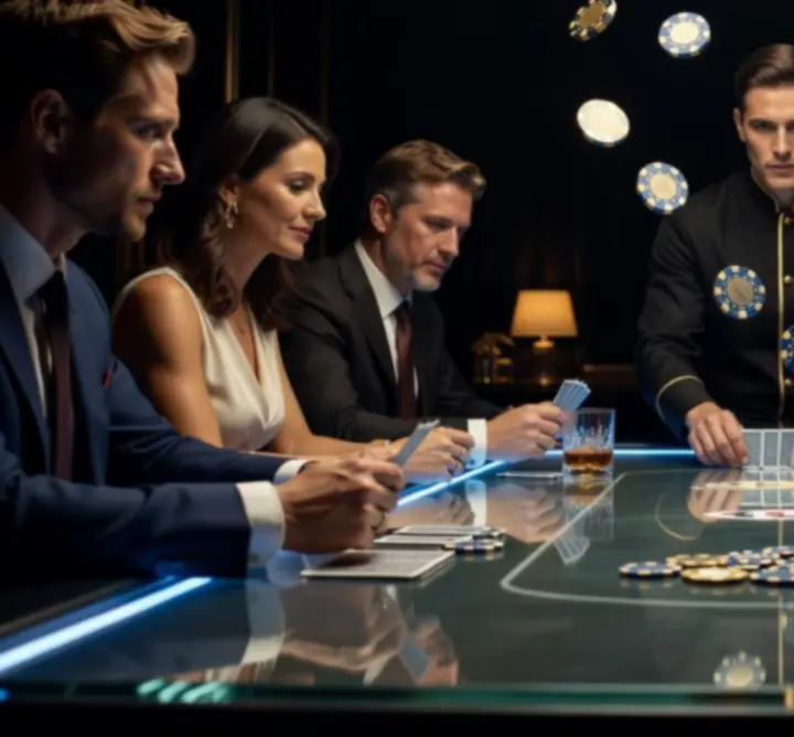 Pokerowy stół w akcji podczas wieczoru pokerowego Desert Fox Software Jacek Dyr